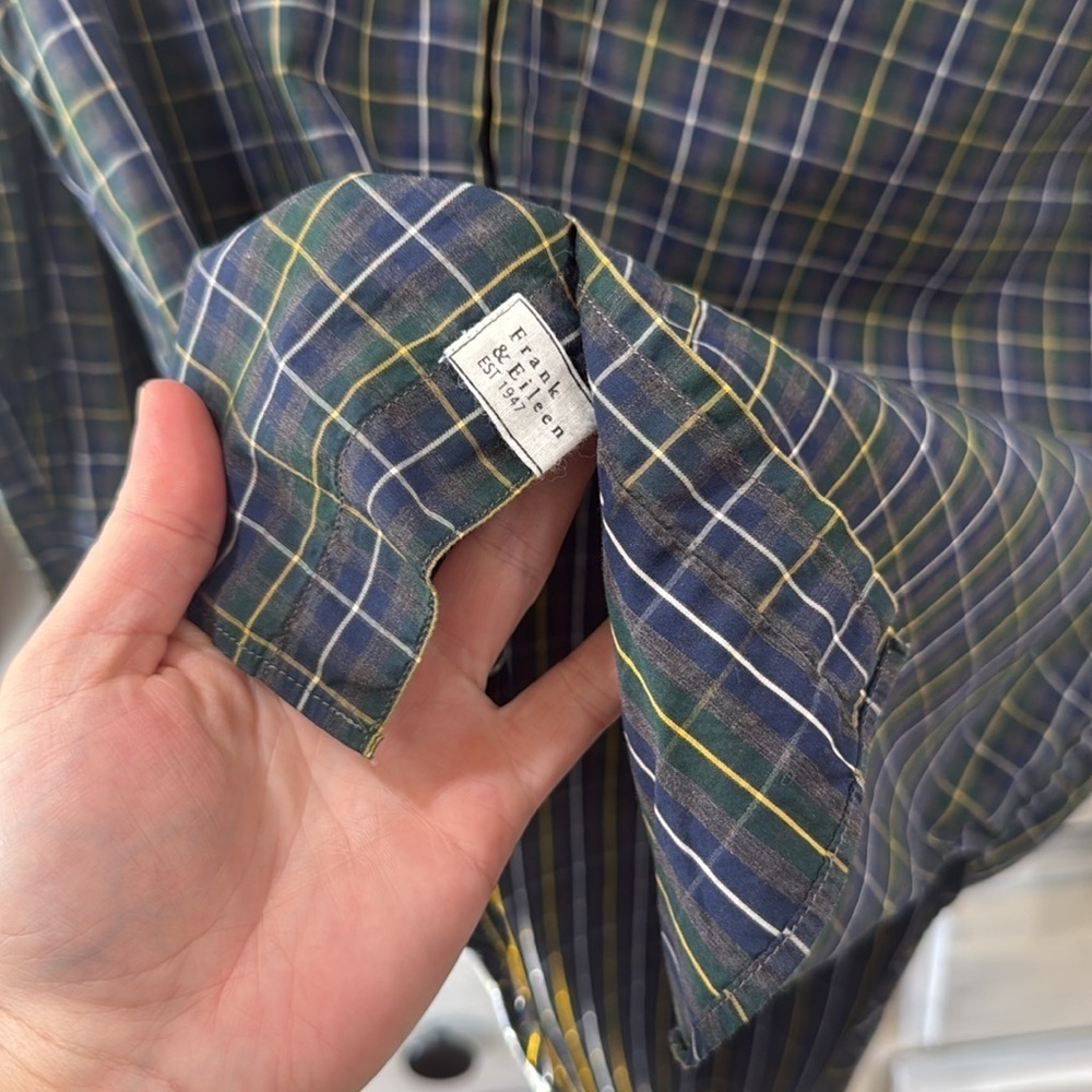 Frank & Eileen Frank Navy and Green Plaid Button-Down Shirt - Picture 12 of 14